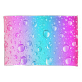 ホットピンクとアクアブルーのグラデーション水滴 枕カバー (正面)