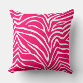 ホットピンクとオフホワイトのゼブラ柄またはその他のカラーのピロー クッション (正面)