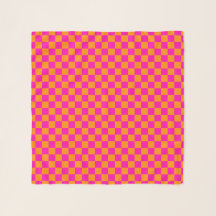 ホットピンクとオレンジのチェッカーボードジョッキーシルク