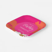 ホットピンクとオレンジのデイジーフローラ誕生日パーティー ペーパープレート (傾斜あり)