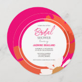 ホットピンクとオレンジのデイジー抽象芸術フローラブライダル (正面/裏面)