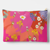 ホットピンクとオレンジのフローラガーデンパーソナライズされた アクセサリーポーチ (裏面)