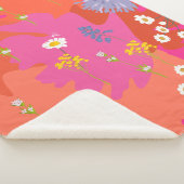 ホットピンクとオレンジのフローラガーデン抽象芸術 シェルパブランケット (3/4)