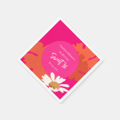 ホットピンクとオレンジのフローラ16歳の誕生日パーティー スタンダードカクテルナプキン (角)