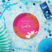 ホットピンクとオレンジのフローラ16歳の誕生日パーティー ペーパープレート (パーティー)