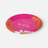 ホットピンクとオレンジのフローラ16歳の誕生日パーティー ペーパープレート (アングル)