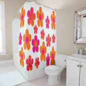 ホットピンクとオレンジのフローラ シャワーカーテン (インサイチュ)