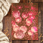 ホットピンクとオレンジのレトロディスコボールウェディング 招待状