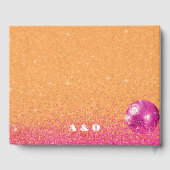 ホットピンクとオレンジのレトロディスコ結婚ボール ゲストブック (裏面)