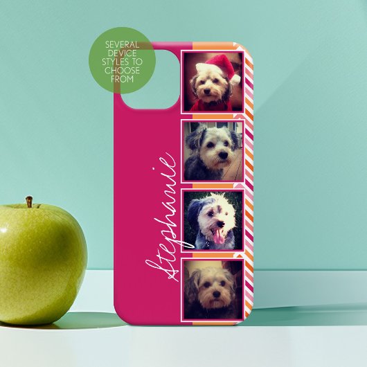 ホットピンクとオレンジの山かっこ付きフォトコラージュ Case-Mate iPhoneケース