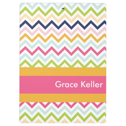 ホットピンクとオレンジの山形のクリップボパーソナライズされたード クリップボード (裏面)