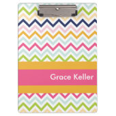 ホットピンクとオレンジの山形のクリップボパーソナライズされたード クリップボード (正面)