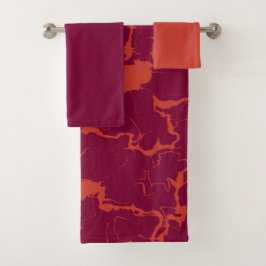 ホットピンクとオレンジの抽象芸術タオル バスタオルセット