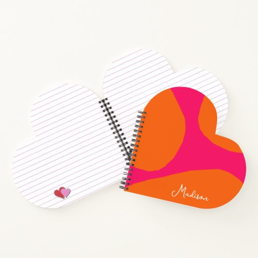 ホットピンクとオレンジの抽象芸術パターン(任意の名前) ノートブック (内部)