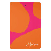 ホットピンクとオレンジの抽象芸術パターン(名前あり) ミニクリップボード (裏面)