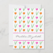 ホットピンクとオレンジの水色のチューリップパターン ノートカード (正面)