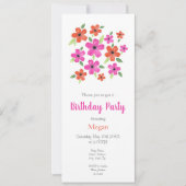 ホットピンクとオレンジの水色のフローラモチーフ 招待状 (正面)
