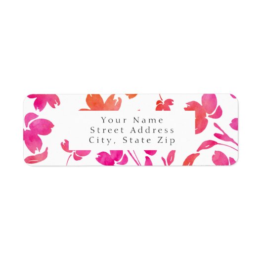 ホットピンクとオレンジの水色の花の茎 ラベル (正面)