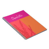 ホットピンクとオレンジの緑離れのパーソナライズされた ノートブック (右側)