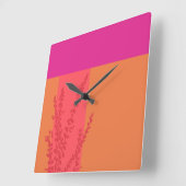ホットピンクとオレンジの緑離れ色のブロック スクエア壁時計 (傾斜)