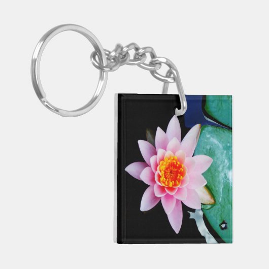 ホットピンクとオレンジの蓮のスイレン キーホルダー (正面左)