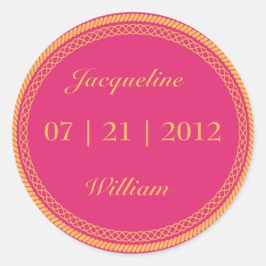 ホットピンクとオレンジの蛍光/ネオンラベル ラウンドシール (正面)