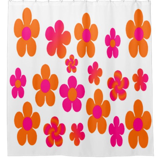 ホットピンクとオレンジアポップ・アートのート シャワーカーテン (正面)