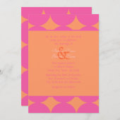 ホットピンクとオレンジモダンの水玉模様結婚ズ 招待状 (正面/裏面)