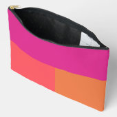 ホットピンクとオレンジ色のブロック アクセサリーポーチ (見開き)