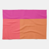 ホットピンクとオレンジ色のブロック キッチンタオル (横)