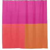 ホットピンクとオレンジ色のブロック シャワーカーテン (正面)