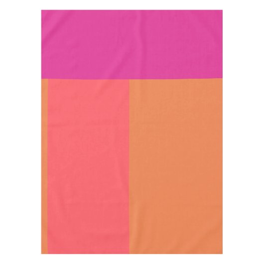 ホットピンクとオレンジ色のブロック テーブルクロス (正面)