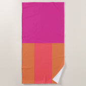 ホットピンクとオレンジ色のブロック ビーチタオル (正面)