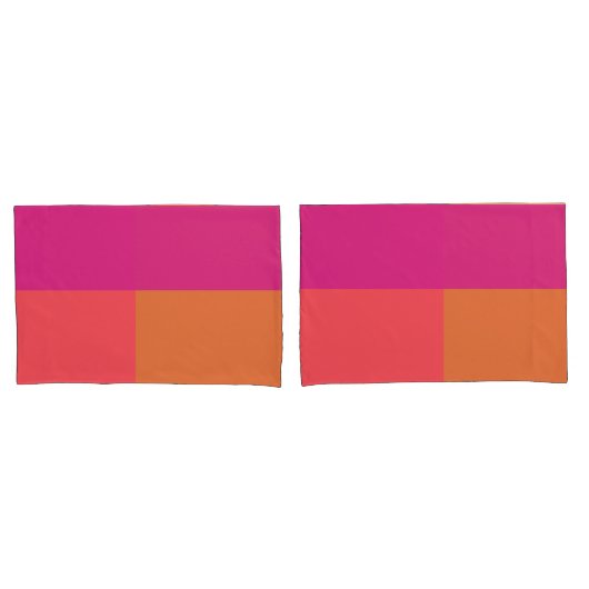 ホットピンクとオレンジ色のブロック 枕カバー (フロントセット)