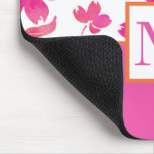 ホットピンクとオレンジ色の水色の花茎 マウスパッド (コーナー)