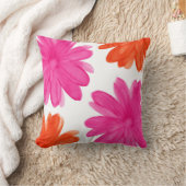 ホットピンクとオレンジ色の水色の花 クッション (ブランケット)