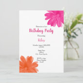 ホットピンクとオレンジ色の水色の花 招待状 (スタンド正面)