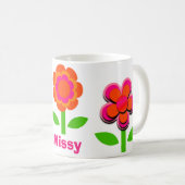 ホットピンクとオレンジ色の花 コーヒーマグカップ (正面右)