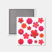 ホットピンクとオレンジ色の花 マグネット (正面/裏面)