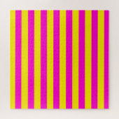 ホットピンクとカナリア色の黄色のストライプ ジグソーパズル (横)