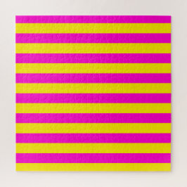 ホットピンクとカナリア色の黄色のストライプ ジグソーパズル