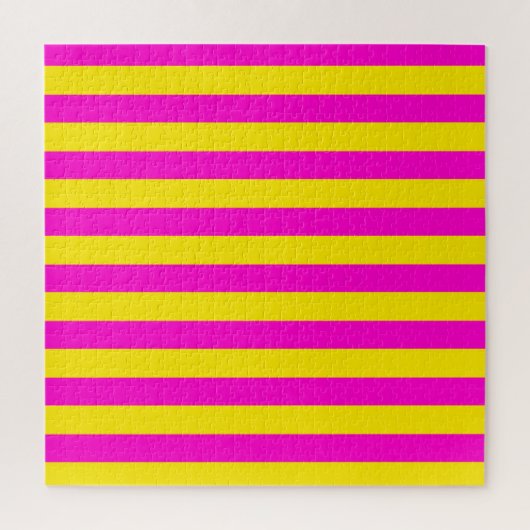 ホットピンクとカナリア色の黄色のストライプ ジグソーパズル (縦)