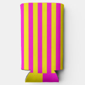 ホットピンクとカナリア色の黄色のストライプ スリム缶クーラー (裏面)