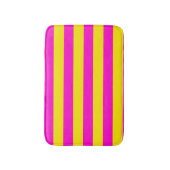 ホットピンクとカナリア色の黄色のストライプ バスマット (正面縦)