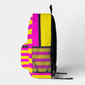ホットピンクとカナリア色の黄色のストライプ プリントバックパック (右)