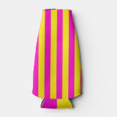 ホットピンクとカナリア色の黄色のストライプ ボトルクーラー (正面)