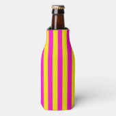 ホットピンクとカナリア色の黄色のストライプ ボトルクーラー (ボトル正面)