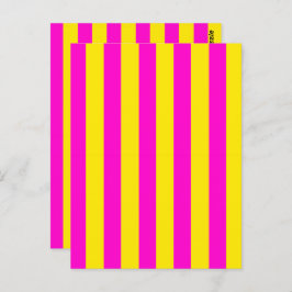 ホットピンクとカナリア色の黄色のストライプ ポストカード