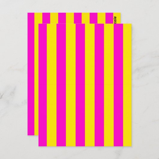 ホットピンクとカナリア色の黄色のストライプ ポストカード (正面/裏面)
