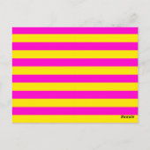 ホットピンクとカナリア色の黄色のストライプ ポストカード (裏面)